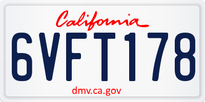 CA license plate 6VFT178