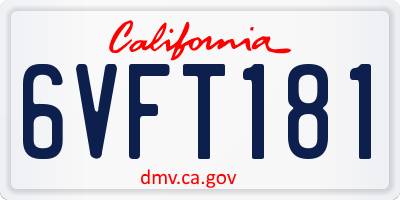 CA license plate 6VFT181