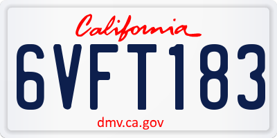 CA license plate 6VFT183