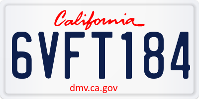 CA license plate 6VFT184