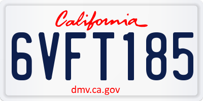 CA license plate 6VFT185