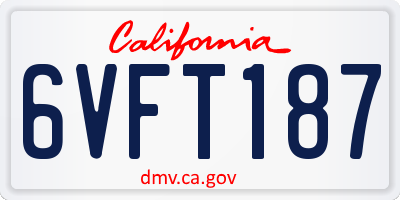 CA license plate 6VFT187
