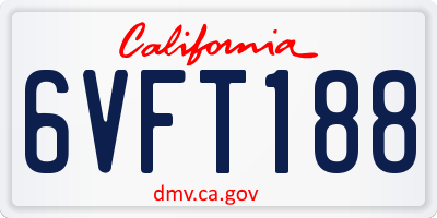 CA license plate 6VFT188