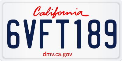 CA license plate 6VFT189