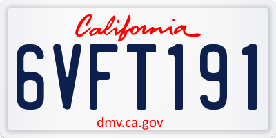 CA license plate 6VFT191