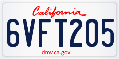 CA license plate 6VFT205