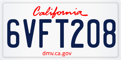 CA license plate 6VFT208