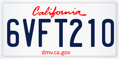 CA license plate 6VFT210