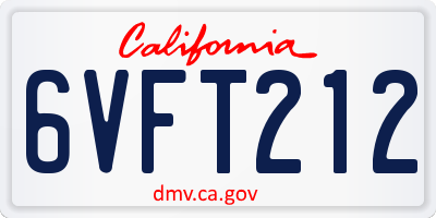 CA license plate 6VFT212