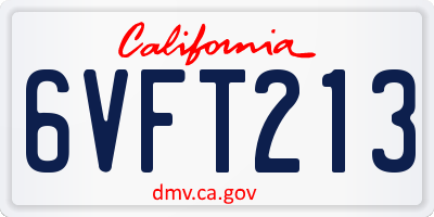 CA license plate 6VFT213