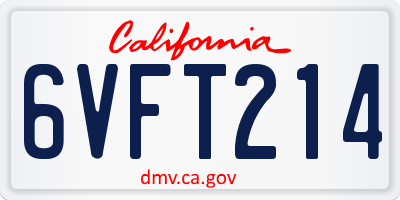 CA license plate 6VFT214