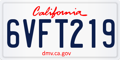 CA license plate 6VFT219