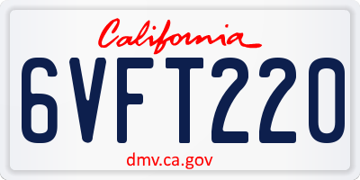 CA license plate 6VFT220