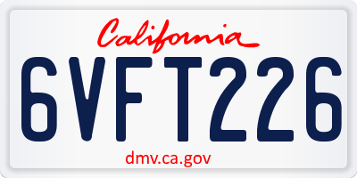 CA license plate 6VFT226