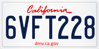 CA license plate 6VFT228