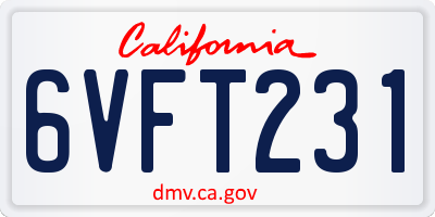 CA license plate 6VFT231