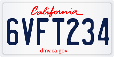 CA license plate 6VFT234
