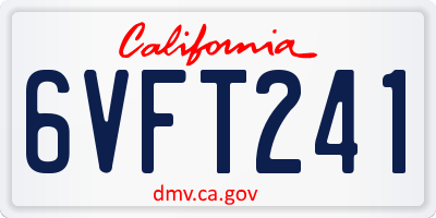CA license plate 6VFT241