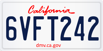 CA license plate 6VFT242