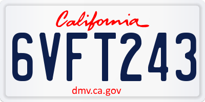 CA license plate 6VFT243