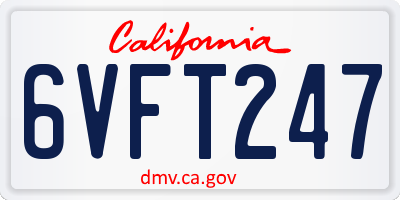 CA license plate 6VFT247