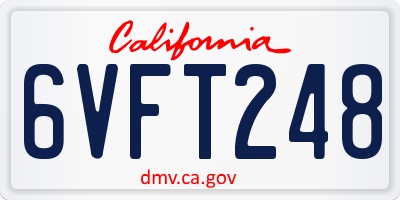 CA license plate 6VFT248