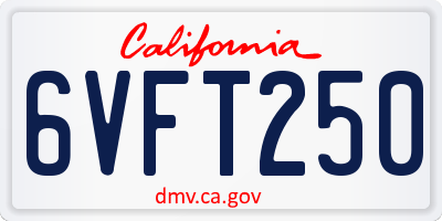 CA license plate 6VFT250