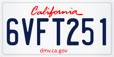CA license plate 6VFT251