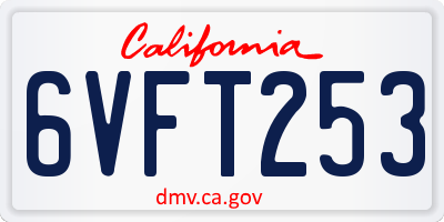 CA license plate 6VFT253