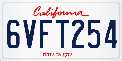 CA license plate 6VFT254