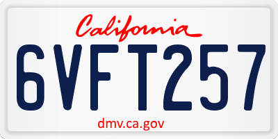 CA license plate 6VFT257