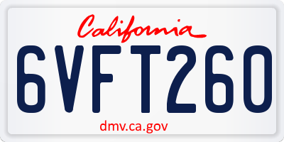 CA license plate 6VFT260