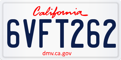 CA license plate 6VFT262