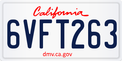 CA license plate 6VFT263