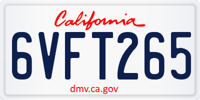 CA license plate 6VFT265