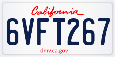 CA license plate 6VFT267