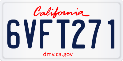 CA license plate 6VFT271