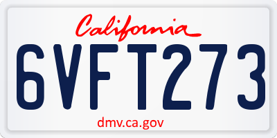 CA license plate 6VFT273