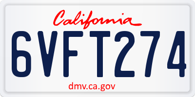 CA license plate 6VFT274