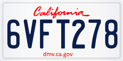CA license plate 6VFT278