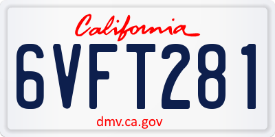 CA license plate 6VFT281