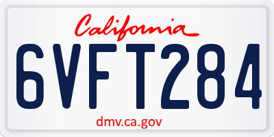 CA license plate 6VFT284