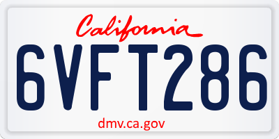 CA license plate 6VFT286