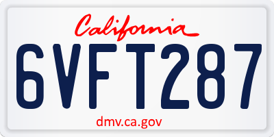 CA license plate 6VFT287