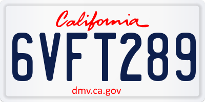 CA license plate 6VFT289