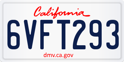 CA license plate 6VFT293