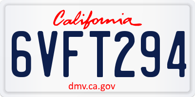 CA license plate 6VFT294