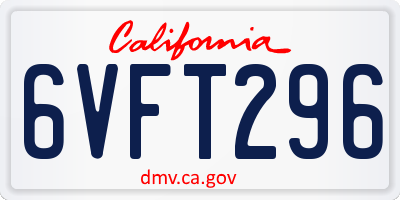CA license plate 6VFT296