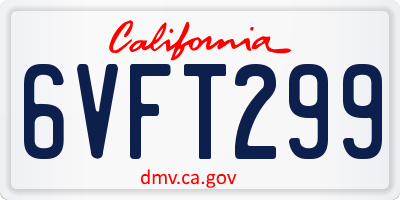 CA license plate 6VFT299