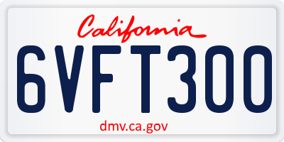 CA license plate 6VFT300